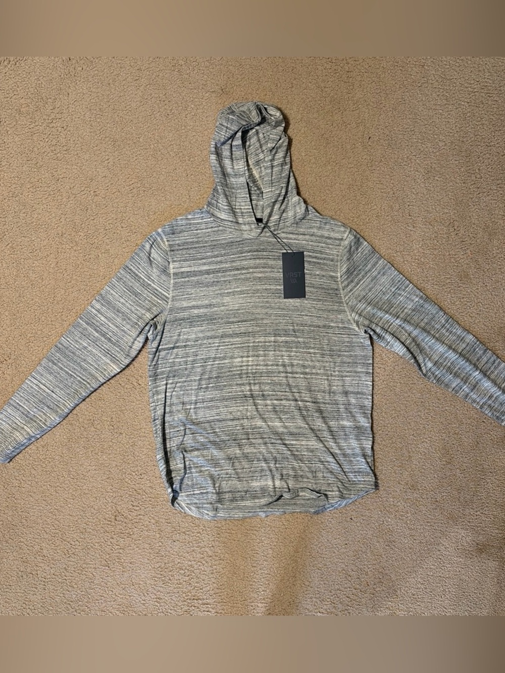 Light Gray VRST Striped Men's Hoodie Sweater
